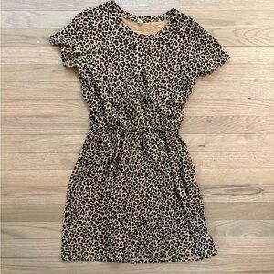 Old Navy Leopard Print Cinched Waist Dress - Size Small